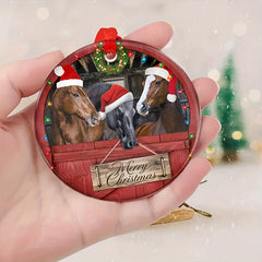 1pc Round Acrylic Christmas Tree Ornament Farmhouse Horses Christmas Ornaments