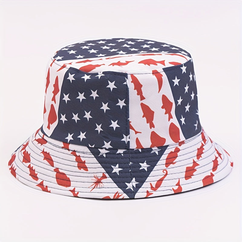 Reversible Bucket Hat Lightweight Patriotic Fisherman Cap