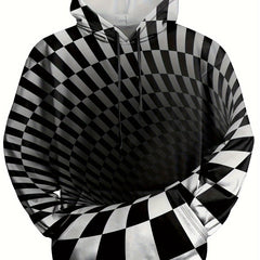 Geometric Swirl 3D Print Men's Hoodie Graphic Pullover for Autumn Winter