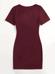 Letter & Heart Print Bodycon Dress Casual Tee Dress