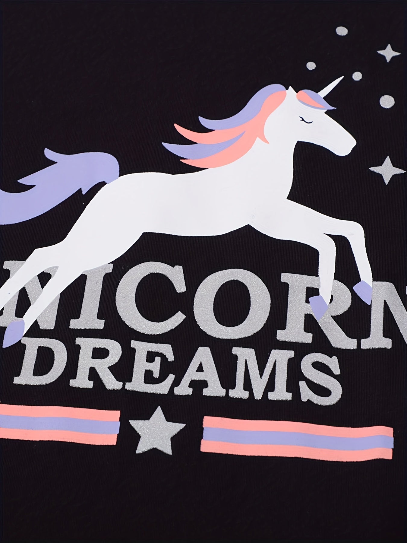 Girls 100% Cotton Unicorn Graphic Long Sleeve T-shirt for Spring Fall