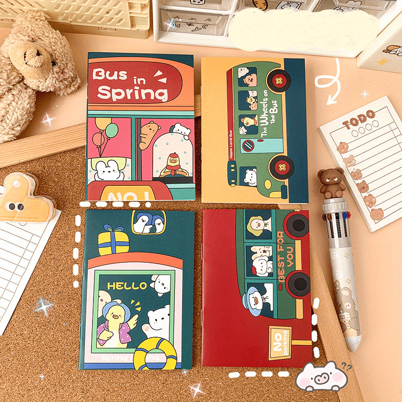 4pcs Cartoon Girl Heart Mini Notebook Student Gift Office Supplies