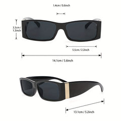 Rectangle Frame Sunglasses Vintage Metal Temple Glasses UV400