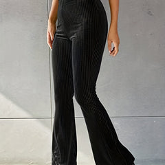 Velvet Flare Leg Pants High Waist Slim Fit Casual Pants