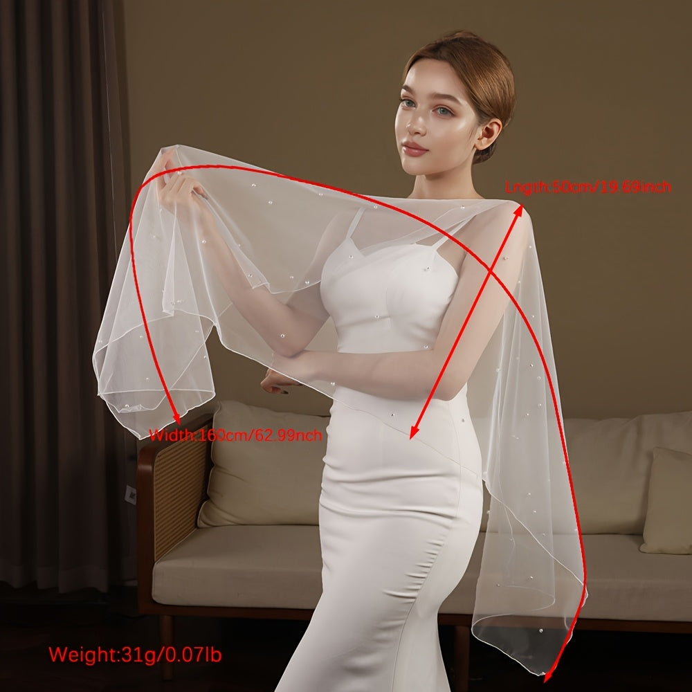 Bridal Wedding Veil Cape with Flowing Train for Brides Proms Formal Events