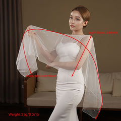 Bridal Wedding Veil Cape with Flowing Train for Brides Proms Formal Events