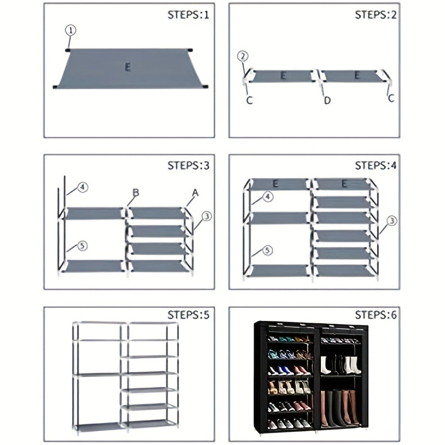 KYHK Shoe Storage Rack with Dustproof Cover, Removable Shelf - Bedroom Closet