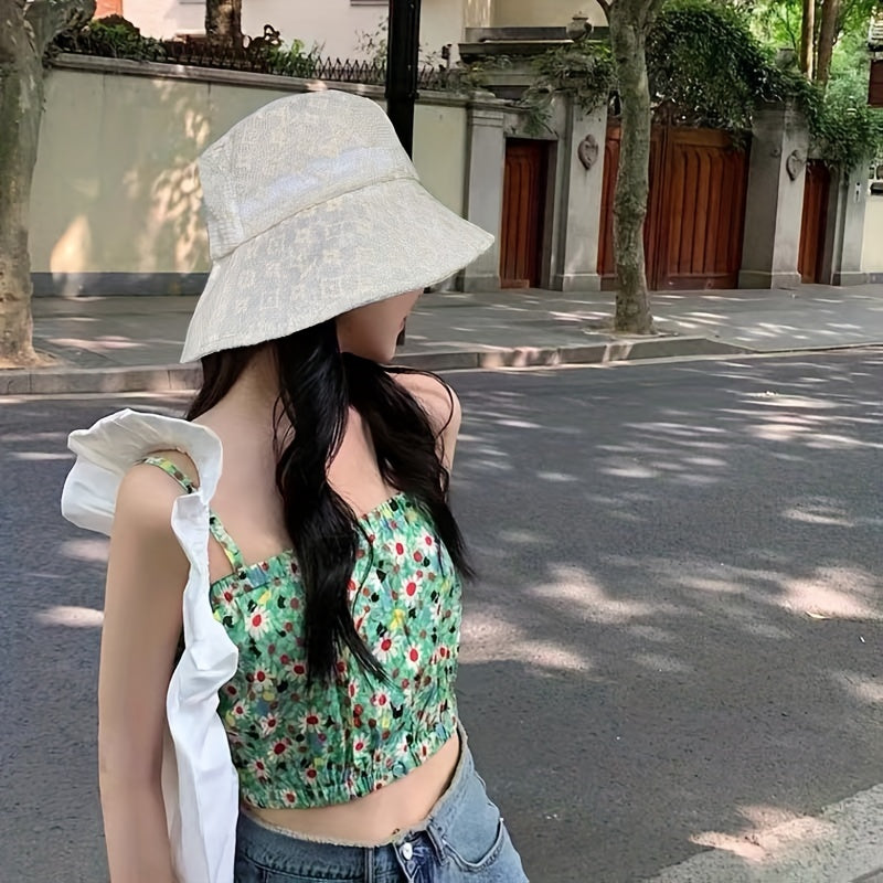 Lace Bucket Hat Wide Brim Sunshade Basin Hat UV Protection Fisherman Cap