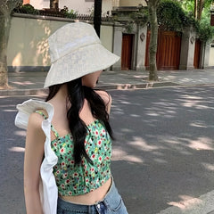 Lace Bucket Hat Wide Brim Sunshade Basin Hat UV Protection Fisherman Cap
