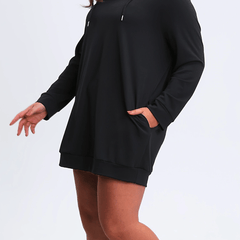 Drawstring Hooded Long Sleeve Sweatshirt Dress