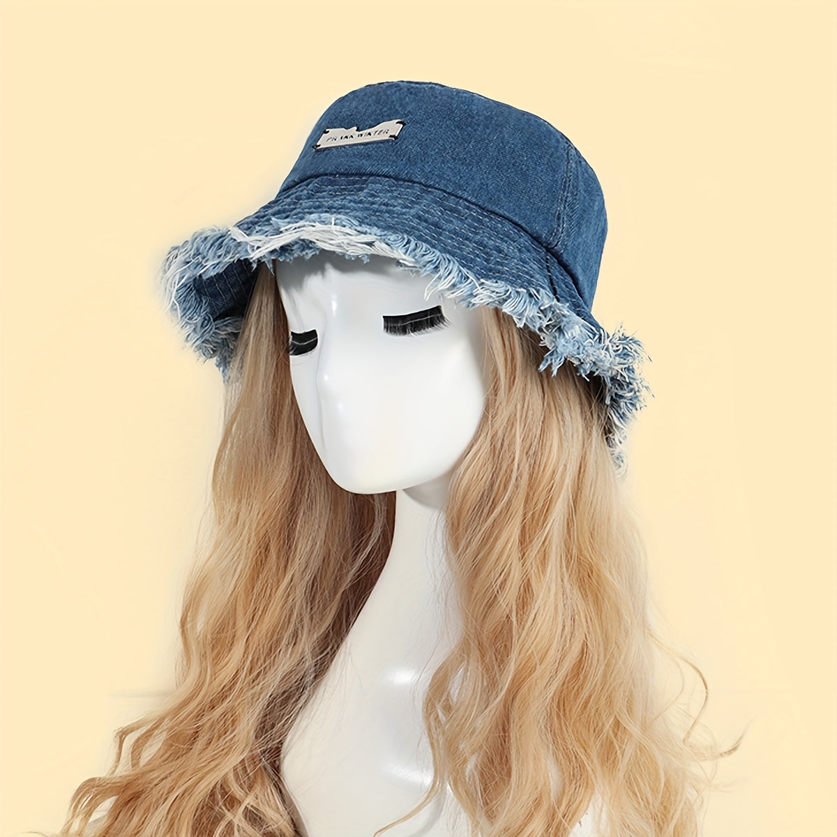 Denim Washed Tassel Bucket Hat Ripped Vintage Fisherman Cap