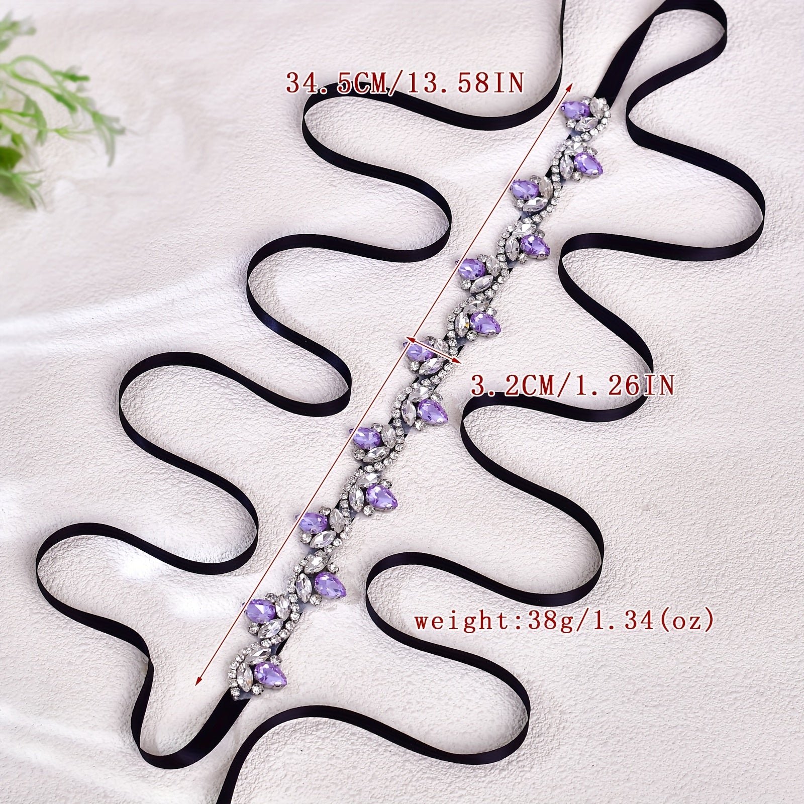 Purple Rhinestone Belt with Wave for Weddings and Events