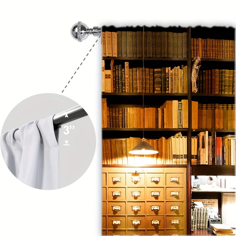 2pcs Bookshelf Print Curtains for Study Room Rod Pocket Window Drapes