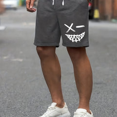 Smile Print Men's Drawstring Shorts