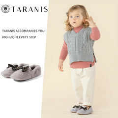 TARANIS Furry Slip On Walking Shoes For Girls Soft Warm Flat Shoes