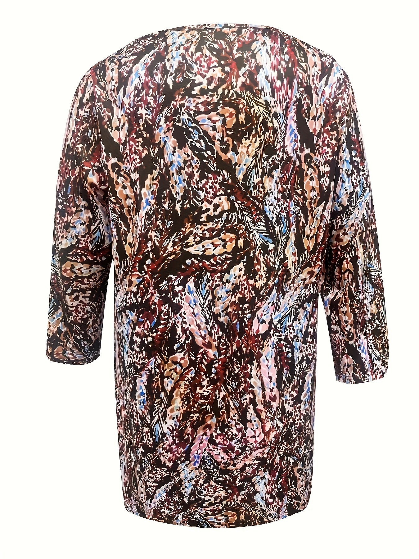 Casual Dress Women's Plus Allover Print Lantern Sleeve Round Neck Loos