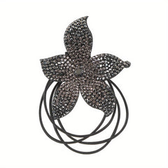 Women's Rhinestone Flower Resin Hair Tie Elastic Hair Rope