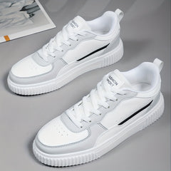 Men's Lace-Up Sneakers PU Leather Upper Skate Shoes