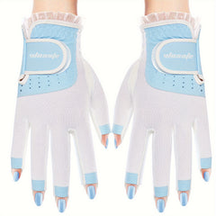 Women's Half Finger Golf Gloves Soft PU Leather Breathable Extra Grip Sport