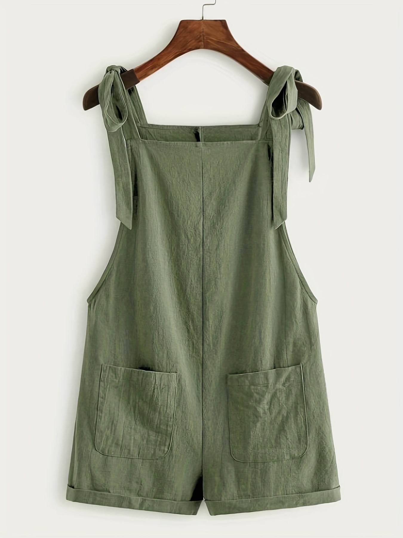 Solid Knot Strap Jumpsuit with Patched Pockets
