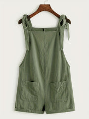 Solid Knot Strap Jumpsuit with Patched Pockets