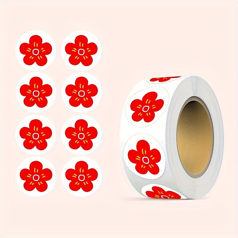 500pcs Little Red Flower Sticker Roll Self Adhesive 2 1 0inch