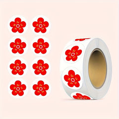 500pcs Little Red Flower Sticker Roll Self Adhesive 2 1 0inch