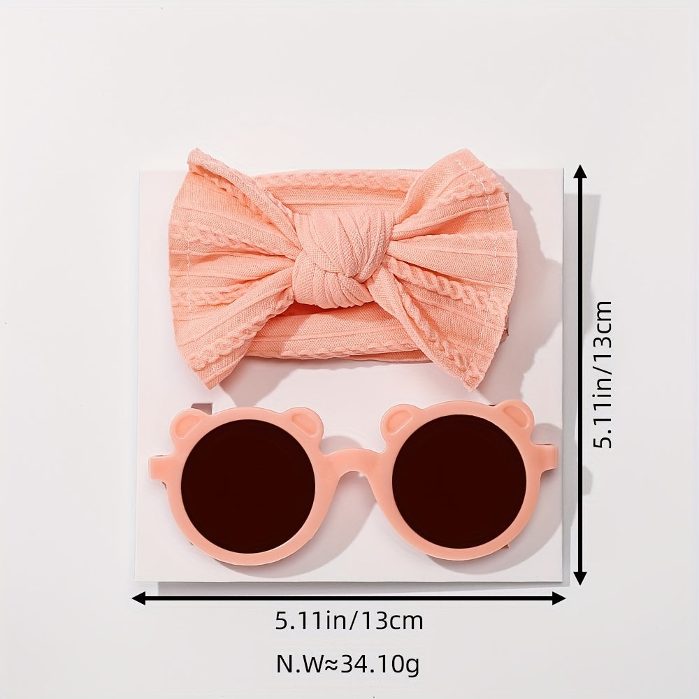 2pcs Set Newborn Baby Headband and Sunglasses Hair Accessories