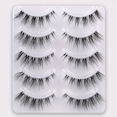 5 Pairs Natural Wispy False Eyelashes Faux Mink Cat Eye Long Lasting
