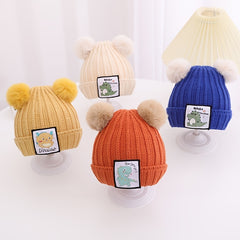 Kids' Dinosaurs Patch Beanie Hats - Warm and Stylish Winter Gear