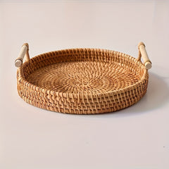 Rattan Serving Tray Tea Tray Fruit Plate Bread Snack Basket