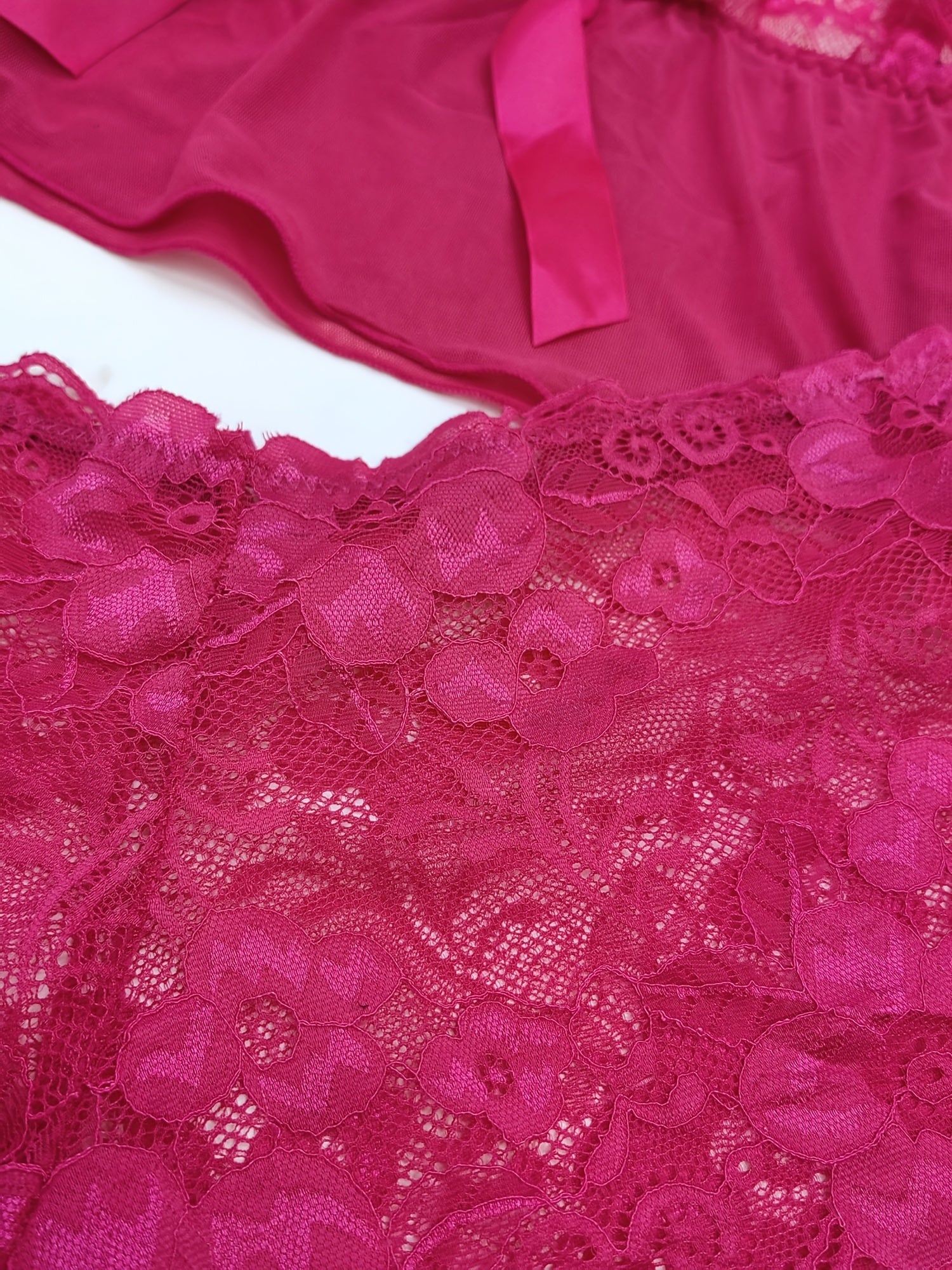 Floral Jacquard Lace Top & Panties Lingerie Set