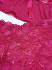 Floral Jacquard Lace Top & Panties Lingerie Set