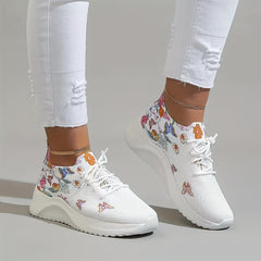 Flower & Butterfly Platform Sneakers Lace Up Shoes