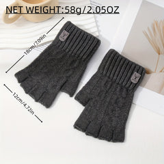 Alpaca Warm Half Finger Gloves Plus Velvet Surface for Autumn/Winter