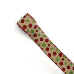 4.57m Christmas Wired Ribbon Red Green Xmas Wrapping Polka Dot Swirl
