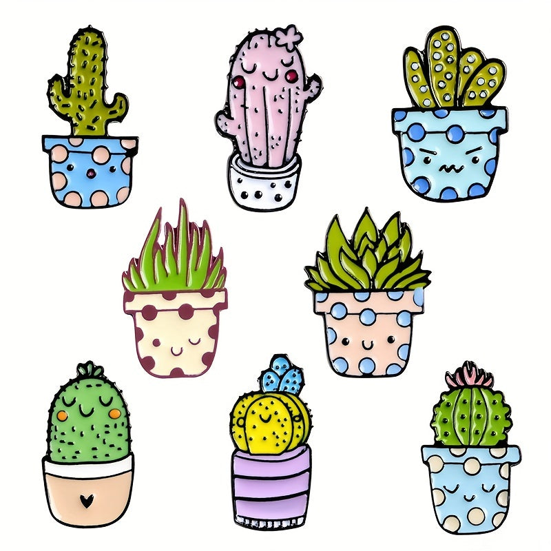 Cute Cactus Succulent Potted Brooch for Girls