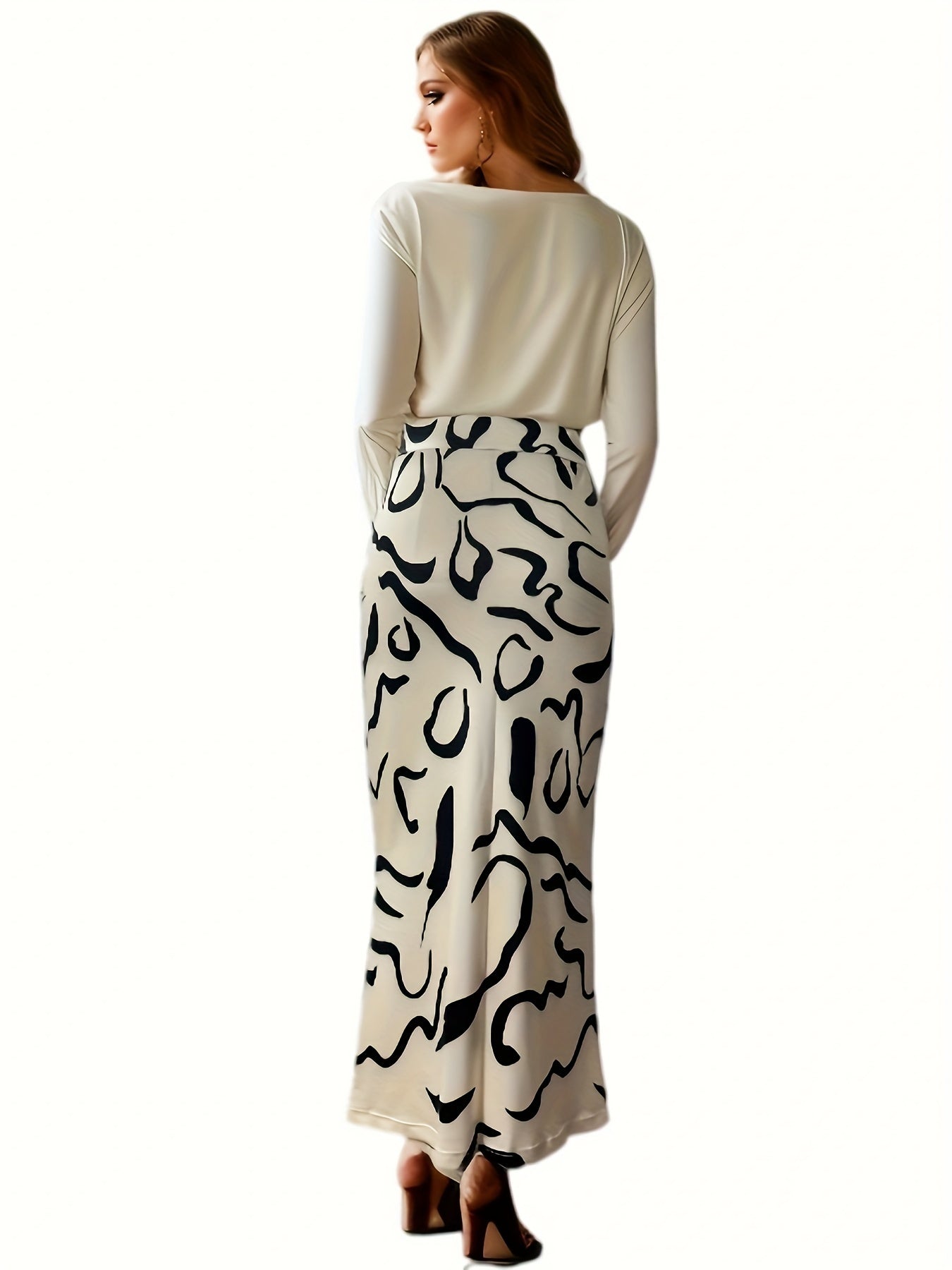 Graphic Print Bodycon Skirt High Waist Skinny Skirt