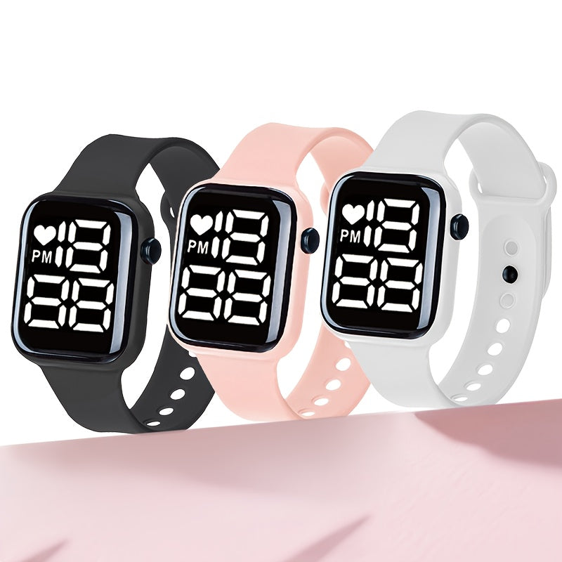 Boho Style Digital Watches Sporty Silicone Strap Plastic Case
