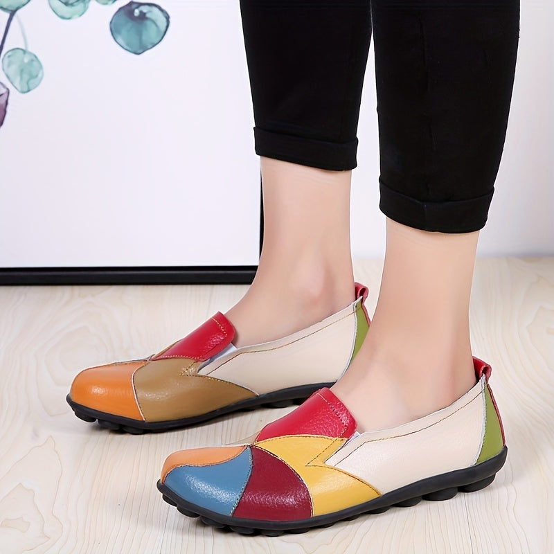 Women's Colorblock Flat Shoes Soft Sole Slip On Casual Anti slip Flats