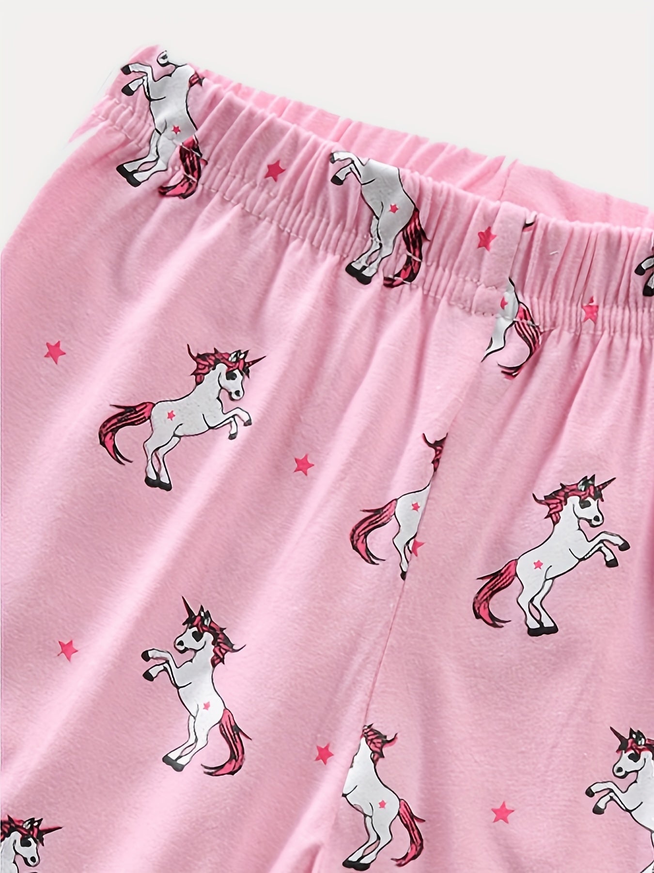Toddler Girls Unicorn Pajama Set Crew Neck T Shirt Top & Shorts Sleepwear