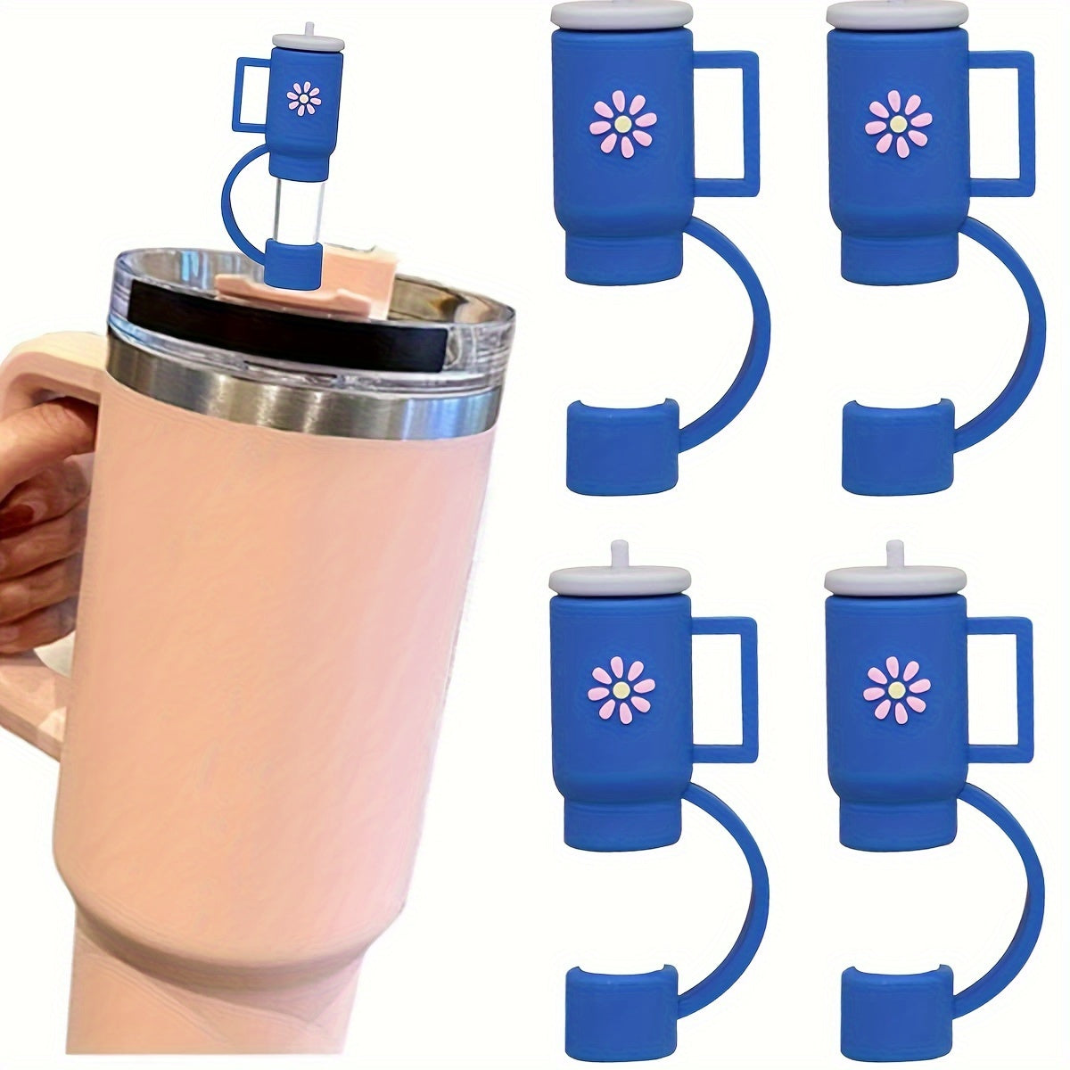 4pcs Silicone Straw Covers Reusable Leakproof Stoppers for 10mm Straw Cup