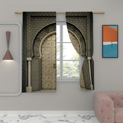 2pcs Moroccan Style Printed Curtains for Living Room Bedroom Kitchen