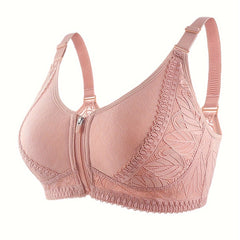 Plus Size Bra Women's Plus Zipper Front Wireless Beauty Back Bralette