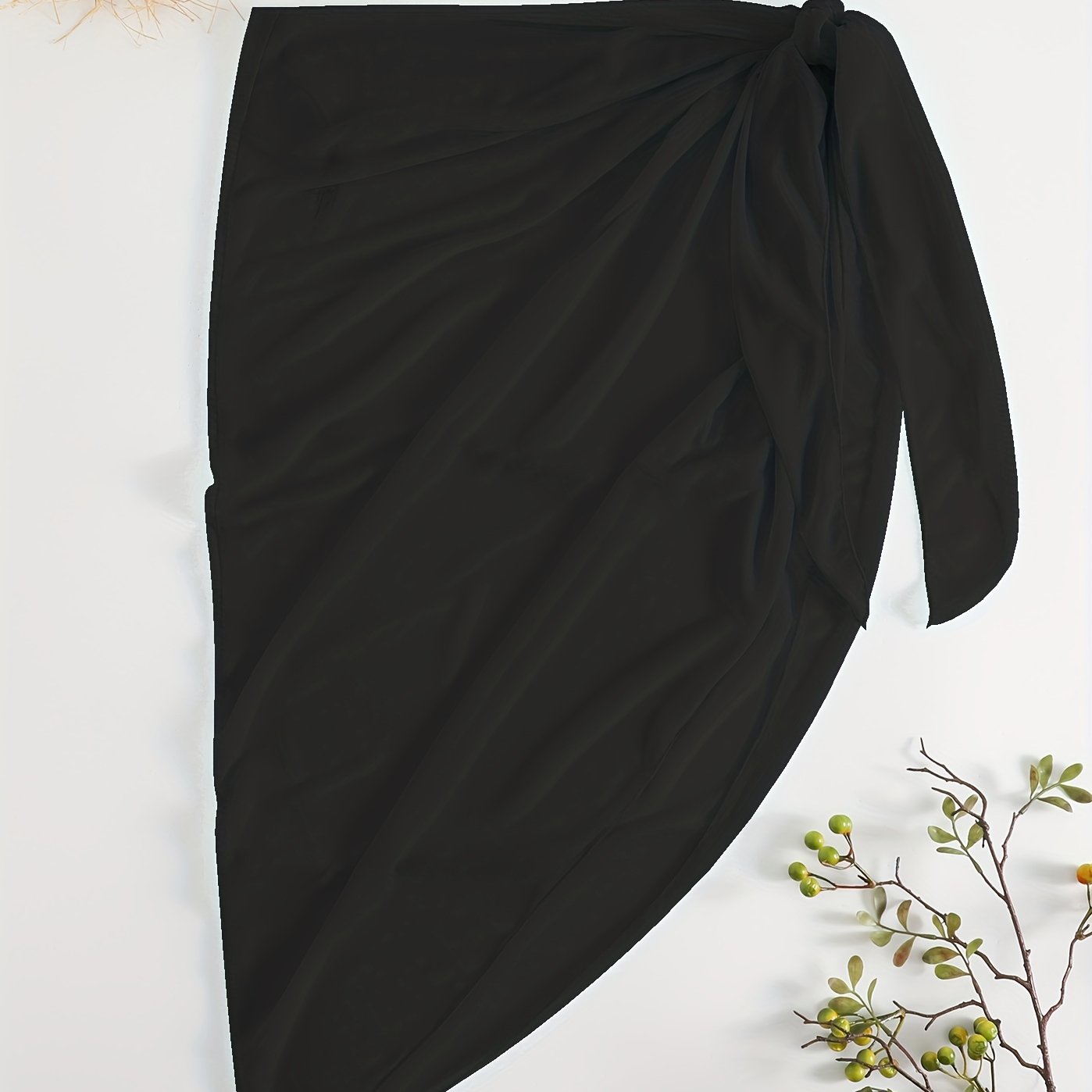 Tie Side Wrap Beach Skirt Solid Asymmetric Sexy Bikini Cover Up