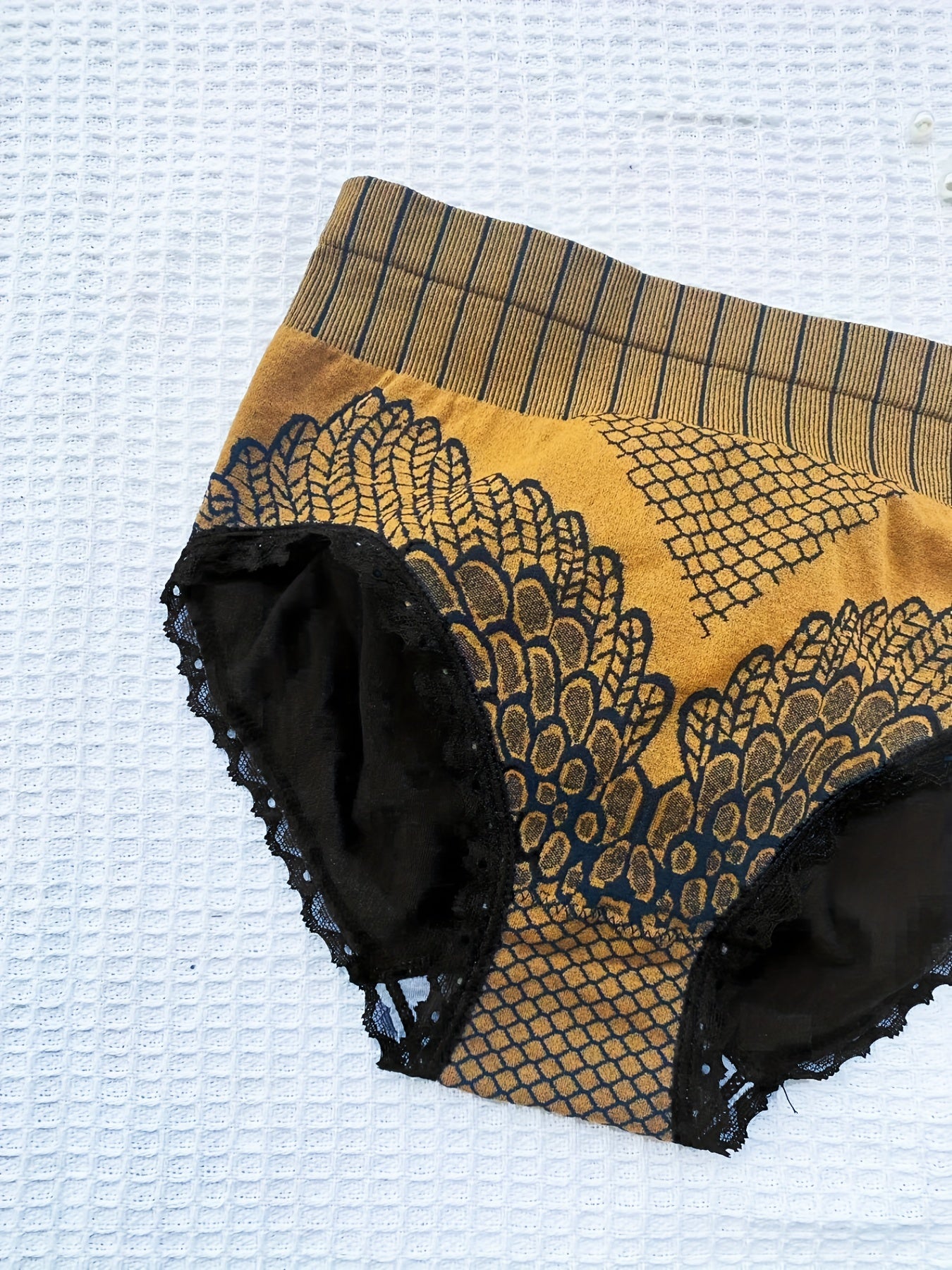 Colorblock Briefs Lace Trim High Waist Panties