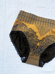 Colorblock Briefs Lace Trim High Waist Panties