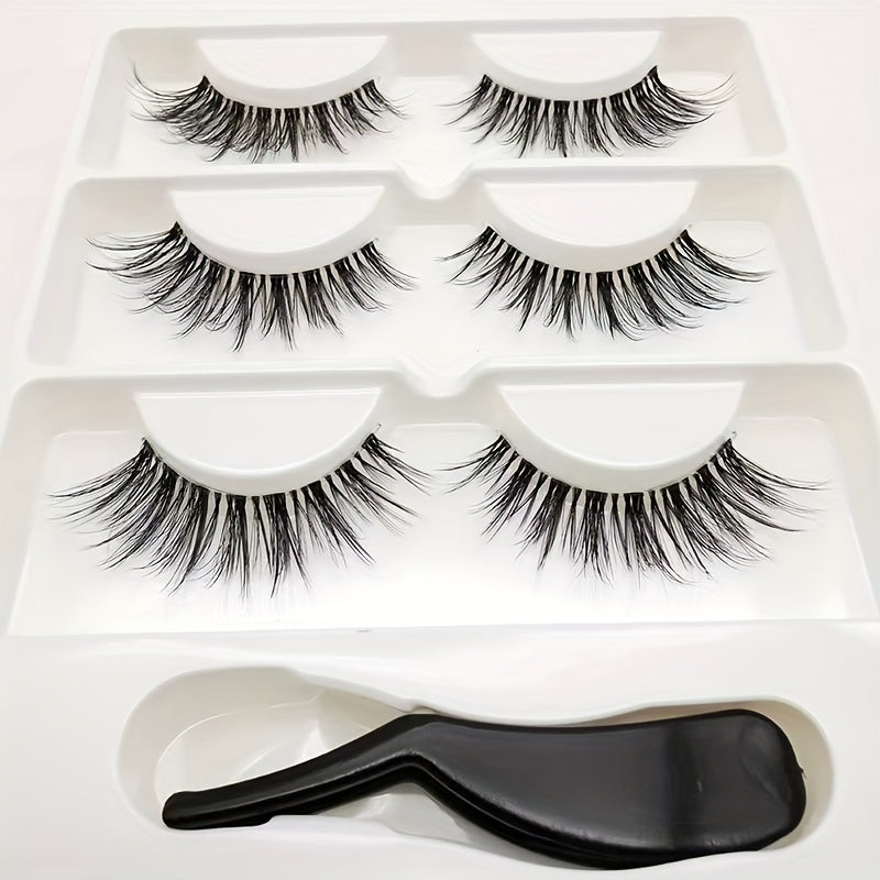 3 Pairs 3D Transparent False Eyelashes Multiple Styles Natural Look