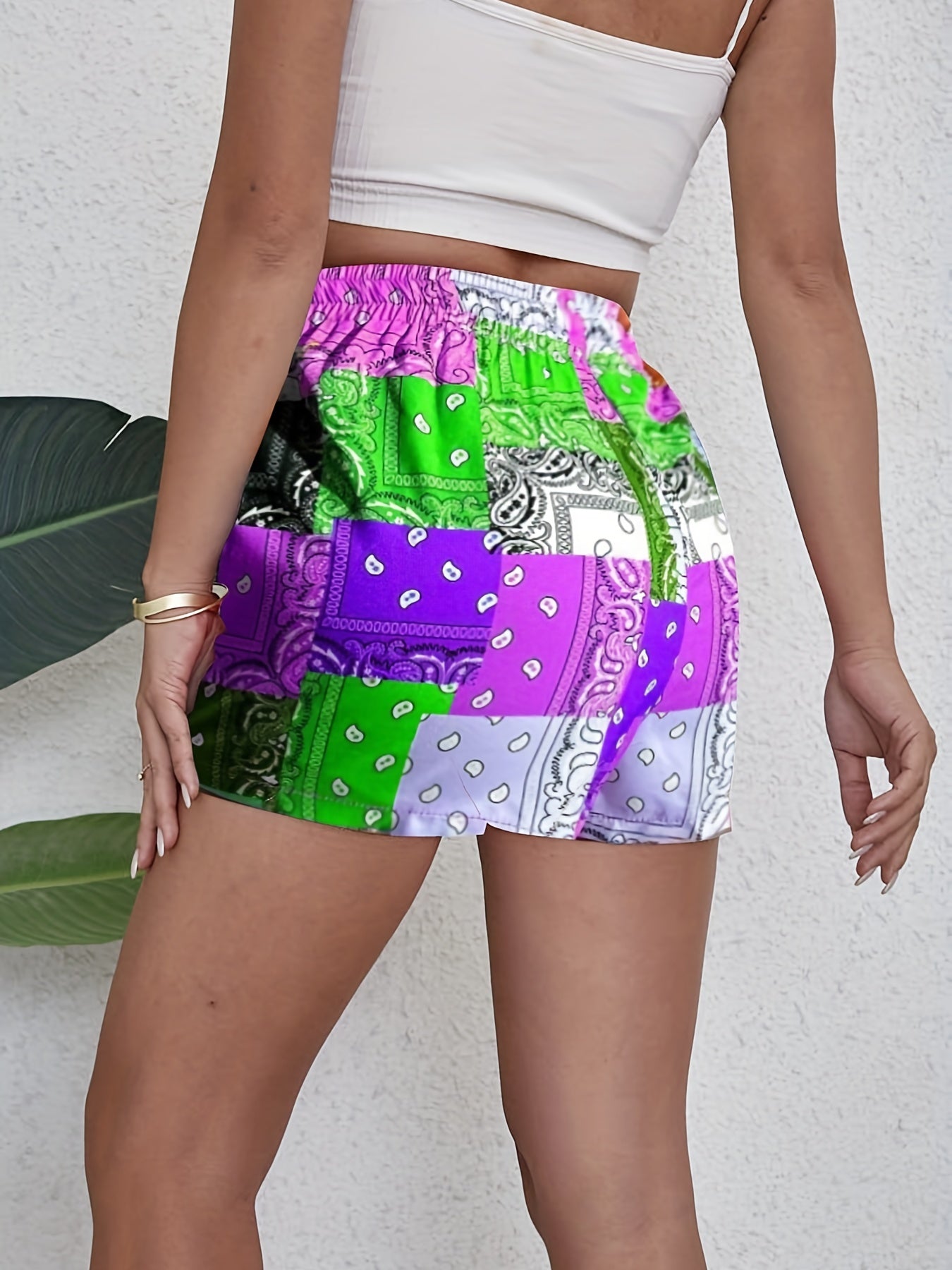 Paisley Print Drawstring Shorts for Women