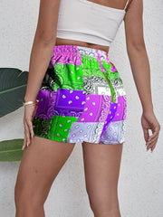 Paisley Print Drawstring Shorts for Women